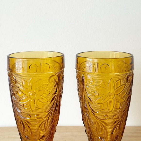 Tiara 1976 Sandwich Amber Iced Tea Glass 6.5” Mid Century Vintage Retro Barware - Picture 4 of 8